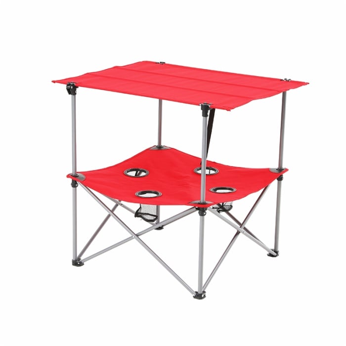 Outdoor Camping Round Outdoor Dining Folding Table with Carry Bag and 4 Cup Holders