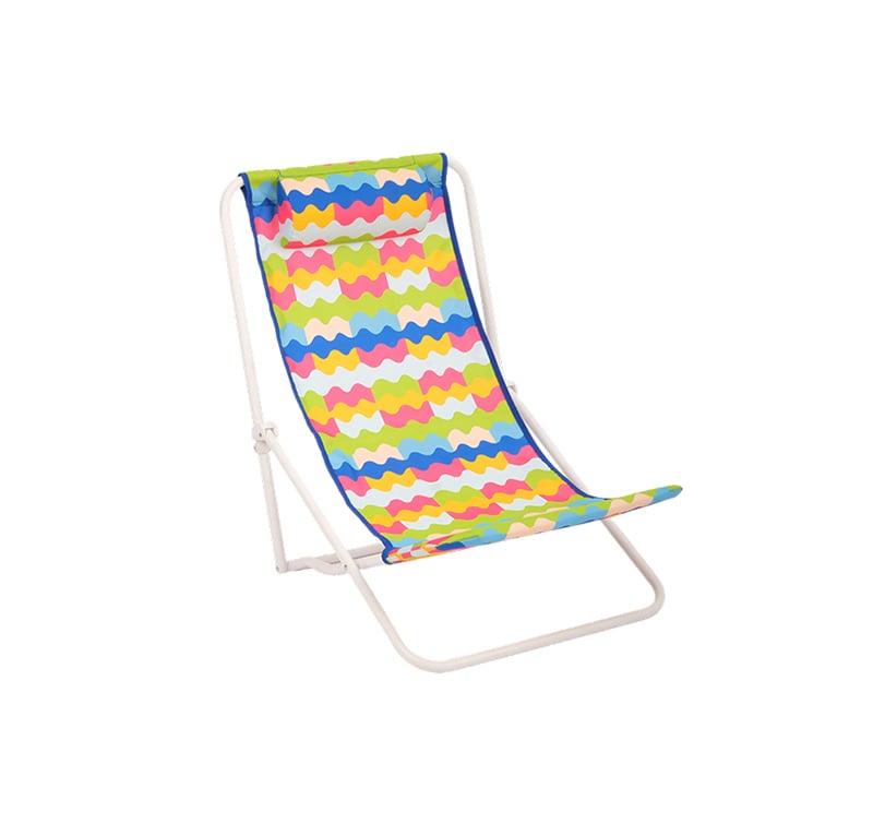 Folding Beach Chair with Pillow – Steel Frame & Polyester Fabric