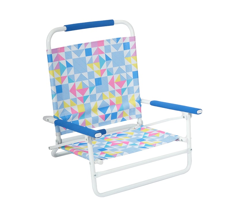 Low Seat Beach Chair with Armrest – Fade-Resistant PVC Fabric