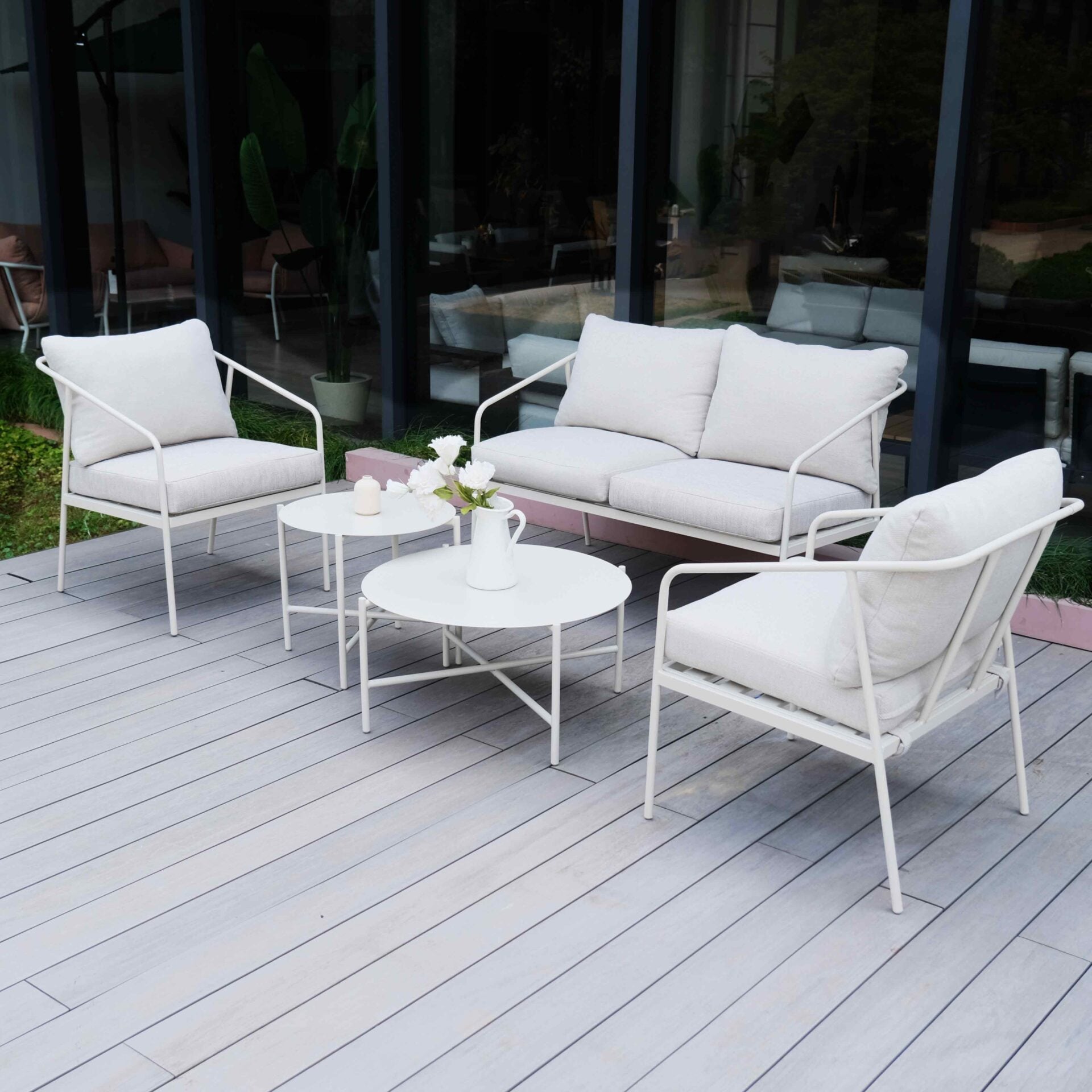 5-Piece Outdoor Sofa Set Living Room Set with Durable Olefin Fabric