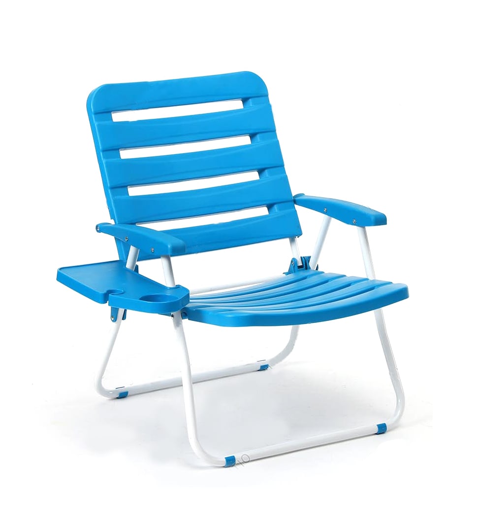 PP Board Outdoor Lightweight Plastic Folding Beach Chair with Side Table