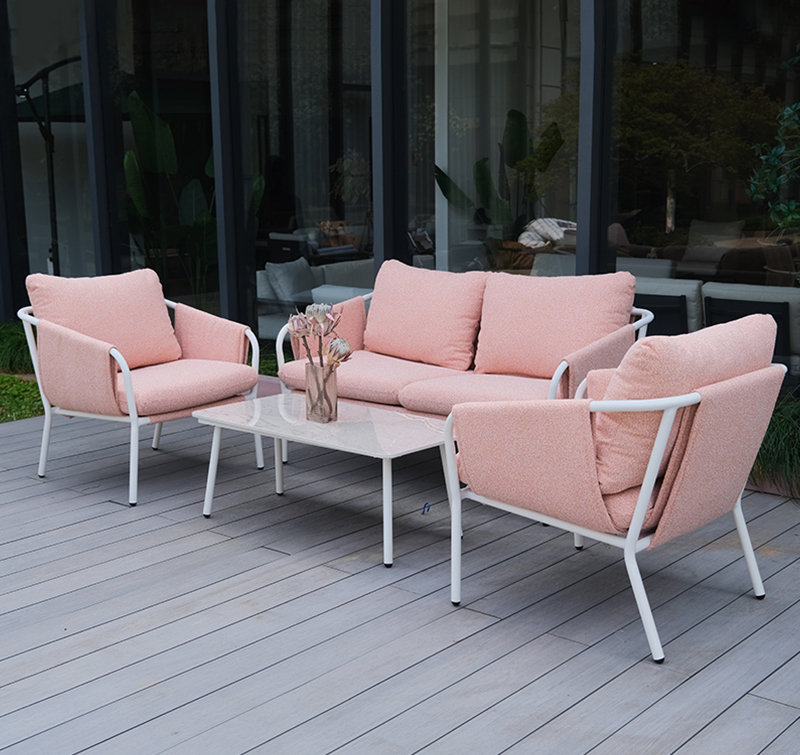 4-Piece Outdoor Conversation Set with Aluminum Frame & Eco-Friendly Recycled Fabric