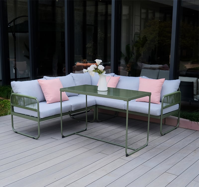 4-Piece Outdoor Conversation Set Including Tempered Glass Top Table