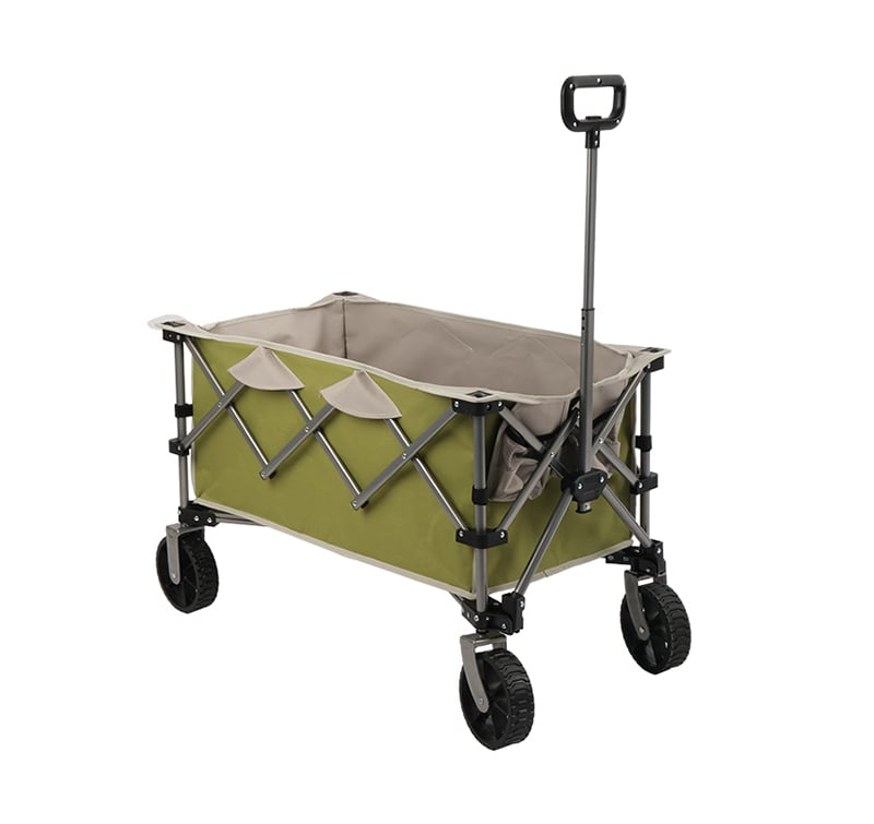 Steel Pipe Bracket Adjustable Rolling Cart Portable Utility Cart Folding Camping Collapsible Trolley for Picnic