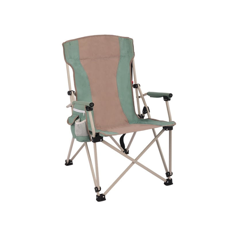 Green Portable Folding Camp Chair with Carry Strap and Cup Holder