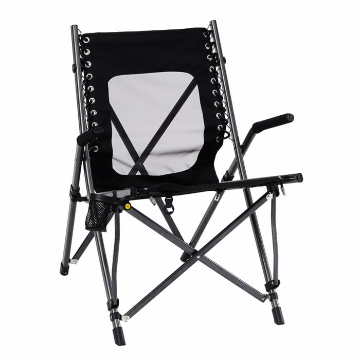 Folding Fishing Hardarm Bungee Mesh Camping Picnic Chair with Armrest