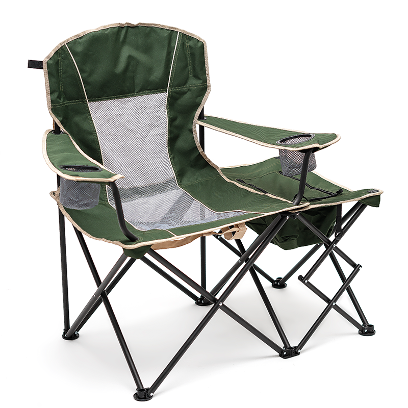 Camping Heavy Duty Support Oversized Steel Frame Collapsible Padded Arm Folding Chair with Side Table