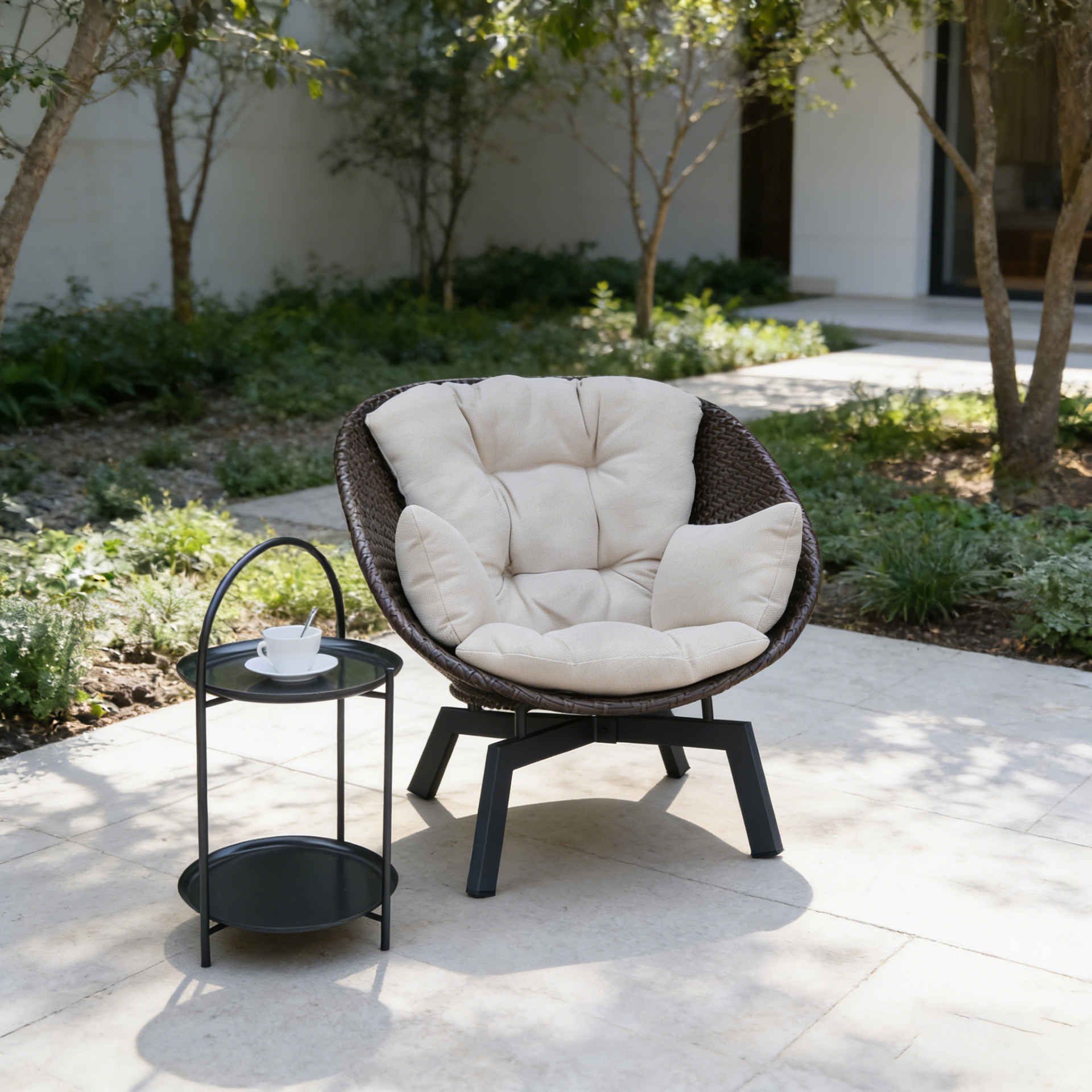 Durable Outdoor Sofa Set with Olefin Fabric Cushions and All-Weather Steel Frame