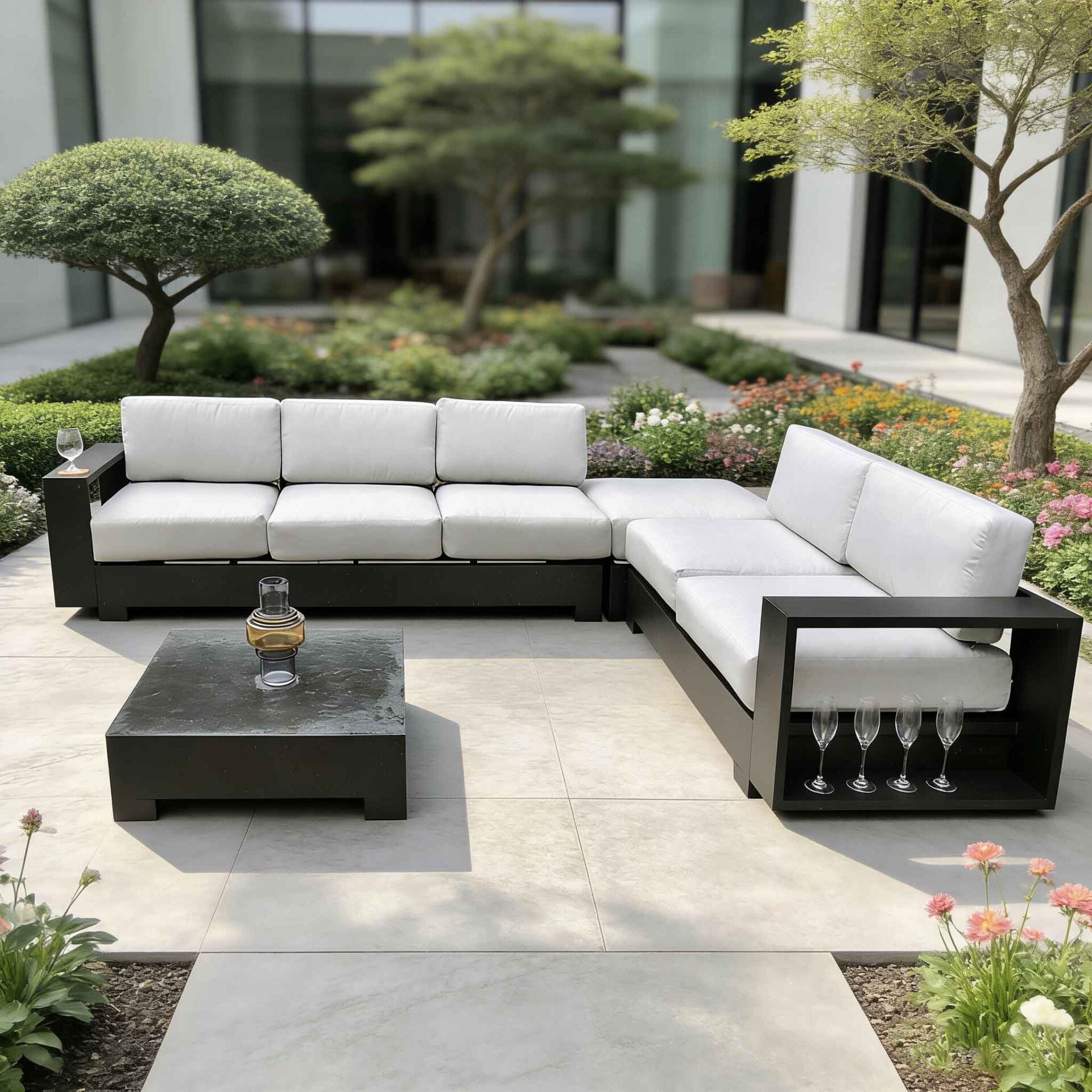 Memphis 4 Piece Aluminum Sectional Corner Sofa Set with Cushions AF2103