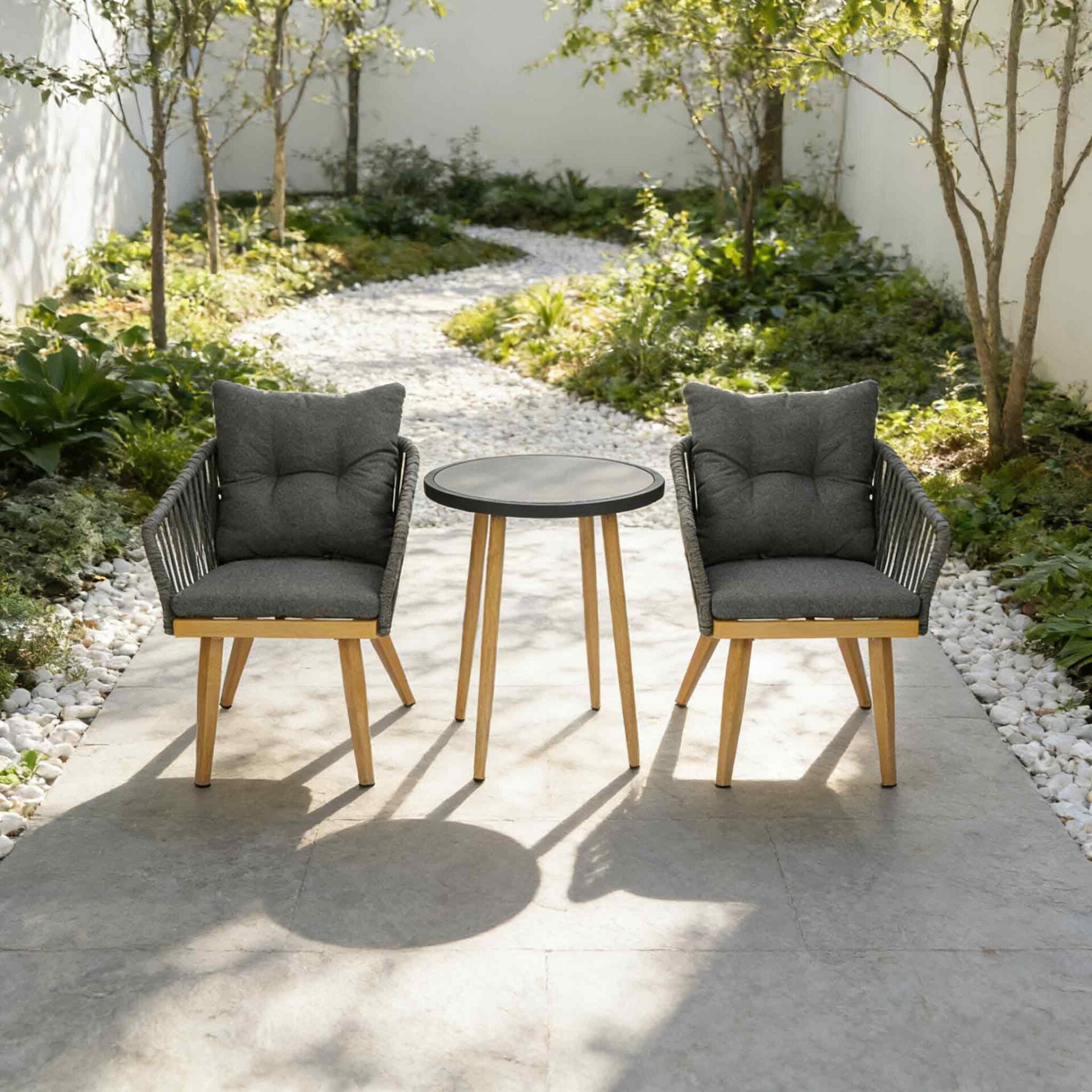 Terni 3-Piece Aluminum Wicker Outdoor Bistro Set with Cushions AF4206